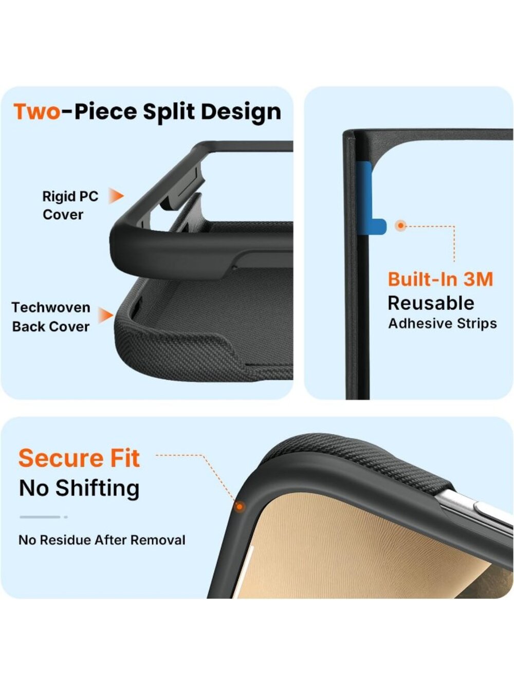 iPhone Duo Black Techwoven Drop Protection Shockproof Skin-Friendly Cover Case - Picture 5 of 7